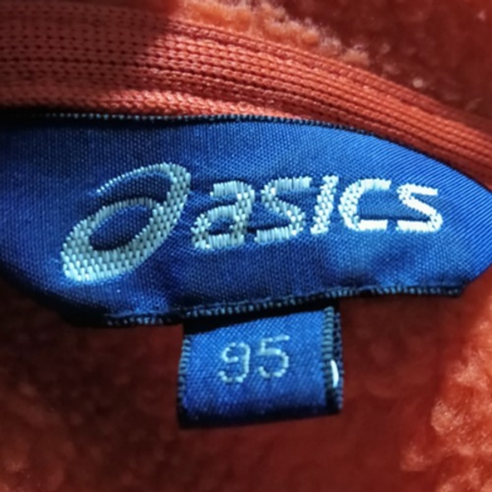 Asics Navy Fleece Hooded Zip Up Jacket orange trim size - Picture 4 of 5